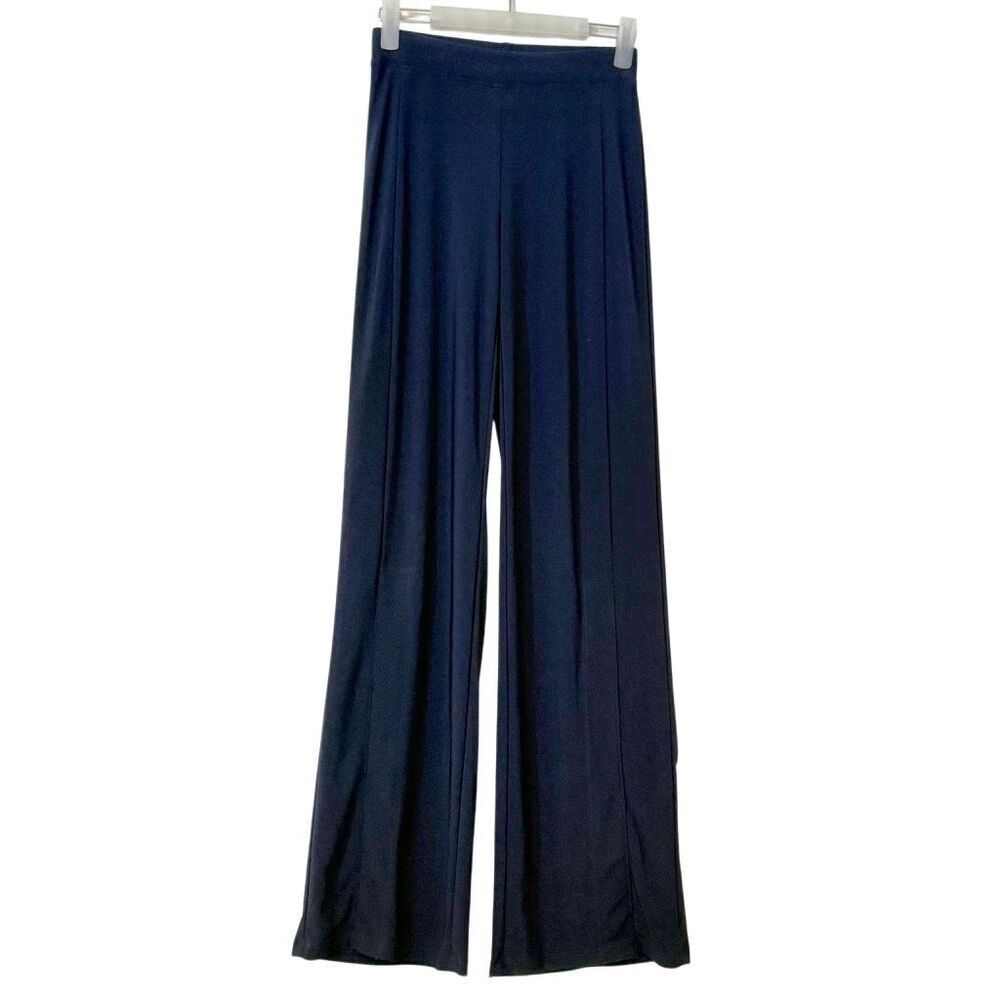 Last Tango Elastic Waist Wide Leg Pull-on Palazzo Pants Navy Blue Small